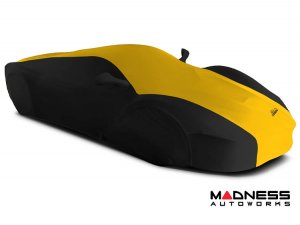 Volkswagen ID. Buzz Custom Fit Vehicle Cover - Satin Stretch - Velocity Yellow w/ Black Sides + Rear Passenger Charger Port Flap